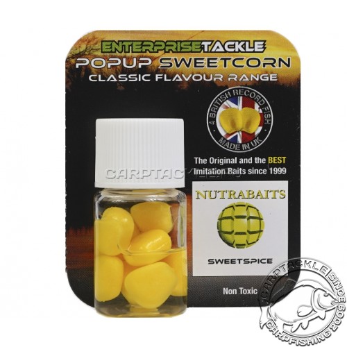 Искусственная плавающая насадка Enterprise Tackle Pop Up Sweetcorn Nutrabait Sweet Spice Yellow Сладкие специи