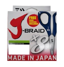 Шнур плетеный DAIWA J-Braid X8E-W/SC chartreuse + ножницы