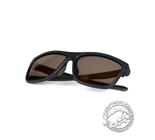 Поляризационные солнцезащитные зелено-черные очки Fox Collection Green Black Shades - Brown Lens