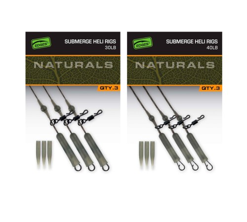 Готовые оснастки вертолет на ледкоре без сердечника Fox EDGES Naturals Submerge Heli Rig Leaders