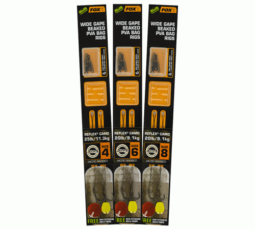 Готовые поводки Fox Edges Wide Gape Beaked PVA Bag Rigs