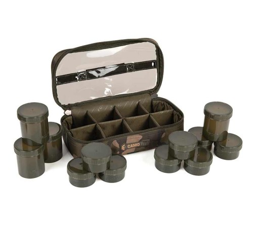 Кейс с банками для насадок Fox Camolite 12 Pot Hookbait Case