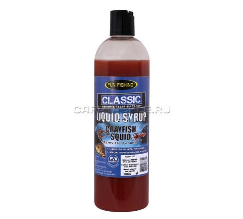 Высокоатрактивный ликвид Fun Fishing Classic Liquid Syrup Ecrevisse Calamar 500ml Кальмар