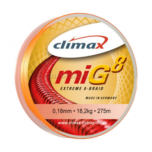 Шнур CLIMAX MIG8 BRAID Fluo-Orange