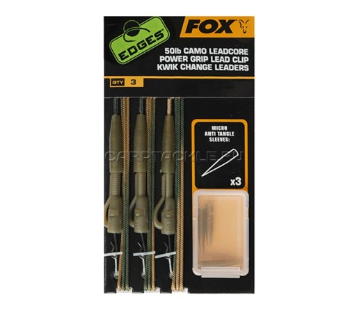 Набор готовых оснасток Fox Edges 50lb Camo Leadcore Power Grip Lead Clip Kwik Change Leaders