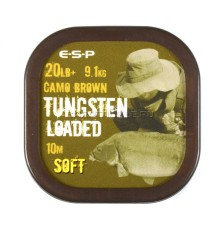 Поводковый материал ESP Tungsten Loaded Coated Braid 20lb 10m Camo Brown Soft 