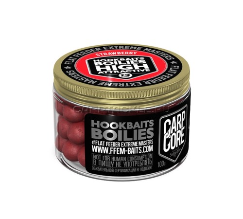 Бойлы тонущие FFEM Hookbaits Boilies Strawberry 13mm 100гр