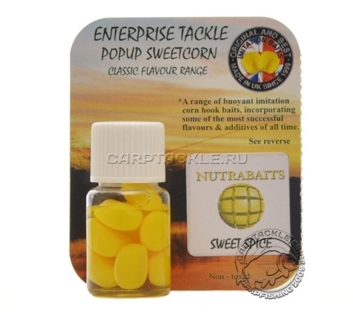 Искусственная плавающая насадка Enterprise Tackle Pop Up Sweetcorn Nutrabait Sweet Spice Yellow Сладкие специи