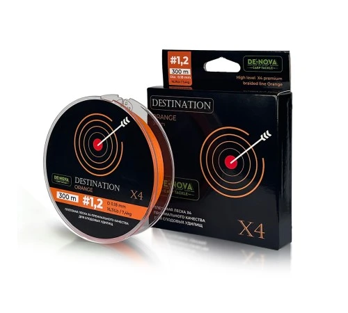 Плетёная леска, De-Nova DSTN Х4 300м Orange 0.18mm 7.4kg