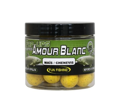 Бойлы плавающие Fun Fishing Amour Blanc Pop-Ups Mais/Chnevis 15mm