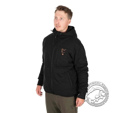 Черно-оранжевая куртка с шерпа-флисом Fox Collection Sherpa Jacket Black & Orange