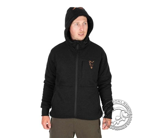 Черно-оранжевая куртка с шерпа-флисом Fox Collection Sherpa Jacket Black & Orange
