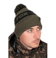 Шапка Fox Collection Bobble Green & Black