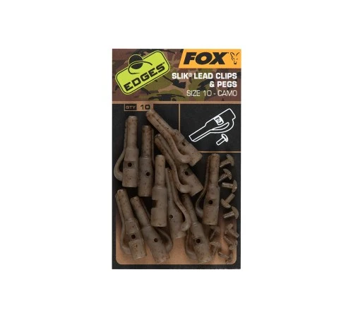 Безопасные клипсы Fox EDGES Camo Slik Lead Clip & Pegs (Size 10)