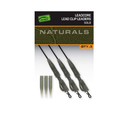 Готовые ледкоры с безопасными клипсами Fox EDGES Naturals Leadcore Power Grip Lead Clip Leaders
