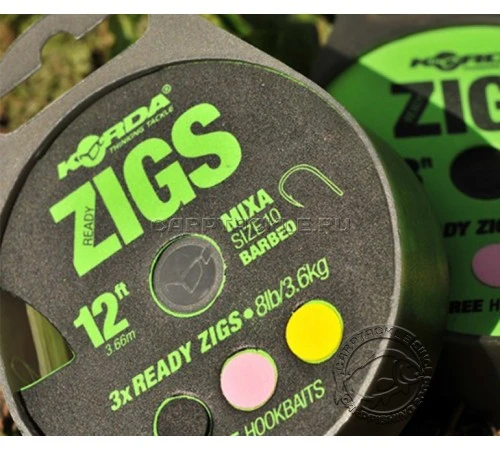 Набор готовых поводков для ловли на zig-rig Korda Ready Zigs