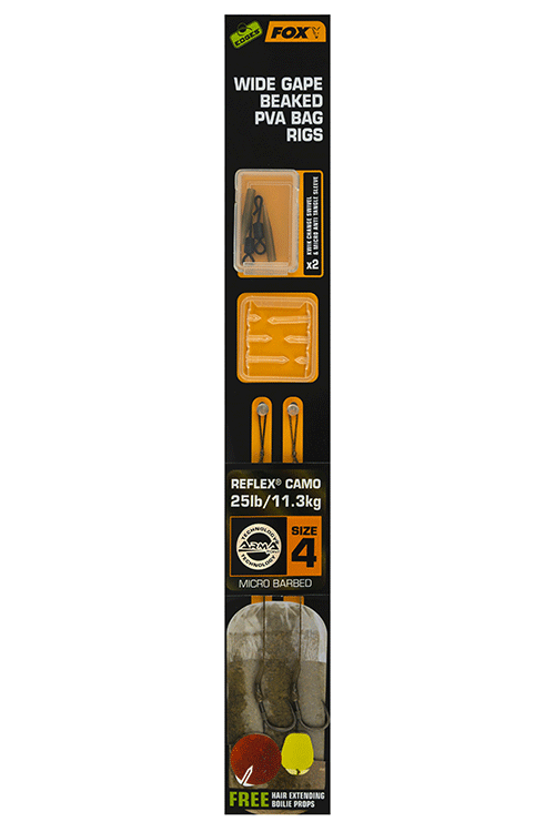 Готовые поводки Fox Edges Wide Gape Beaked PVA Bag Rigs