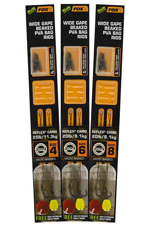 Готовые поводки Fox Edges Wide Gape Beaked PVA Bag Rigs